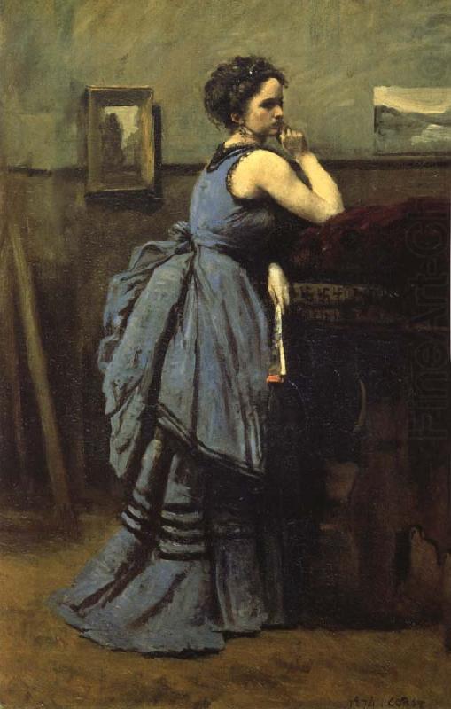 Corot Camille The lady of blue china oil painting image